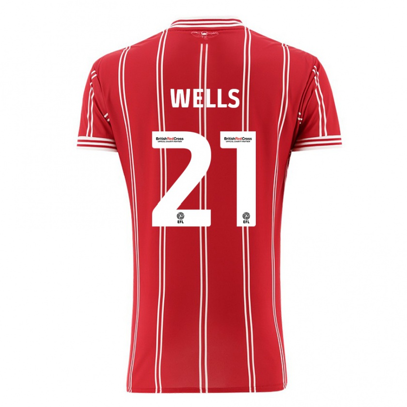 Kandiny Enfant Maillot Nahki Wells #21 Rouge Tenues Domicile 2023/24 T-Shirt