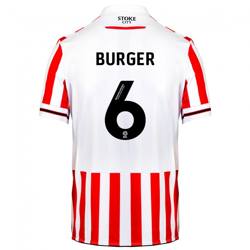 Kandiny Enfant Maillot Wouter Burger #6 Rouge Blanc Tenues Domicile 2023/24 T-Shirt