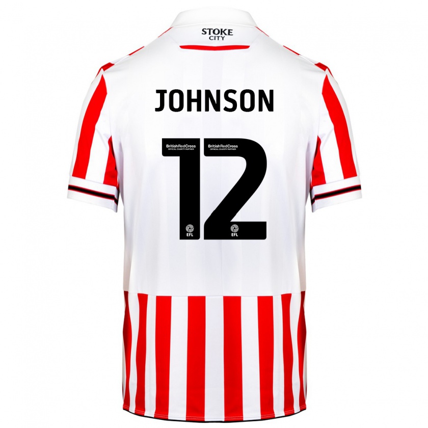 Kandiny Enfant Maillot Daniel Johnson #12 Rouge Blanc Tenues Domicile 2023/24 T-Shirt