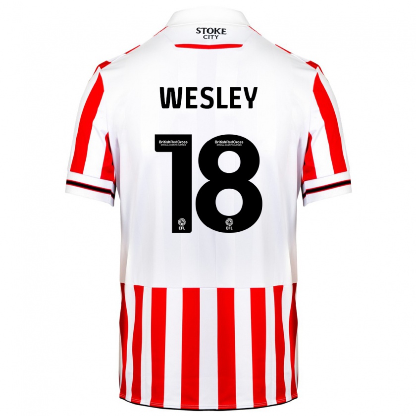 Kandiny Enfant Maillot Wesley Moraes #18 Rouge Blanc Tenues Domicile 2023/24 T-Shirt