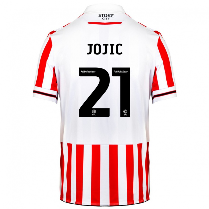 Kandiny Enfant Maillot Nikola Jojic #21 Rouge Blanc Tenues Domicile 2023/24 T-Shirt