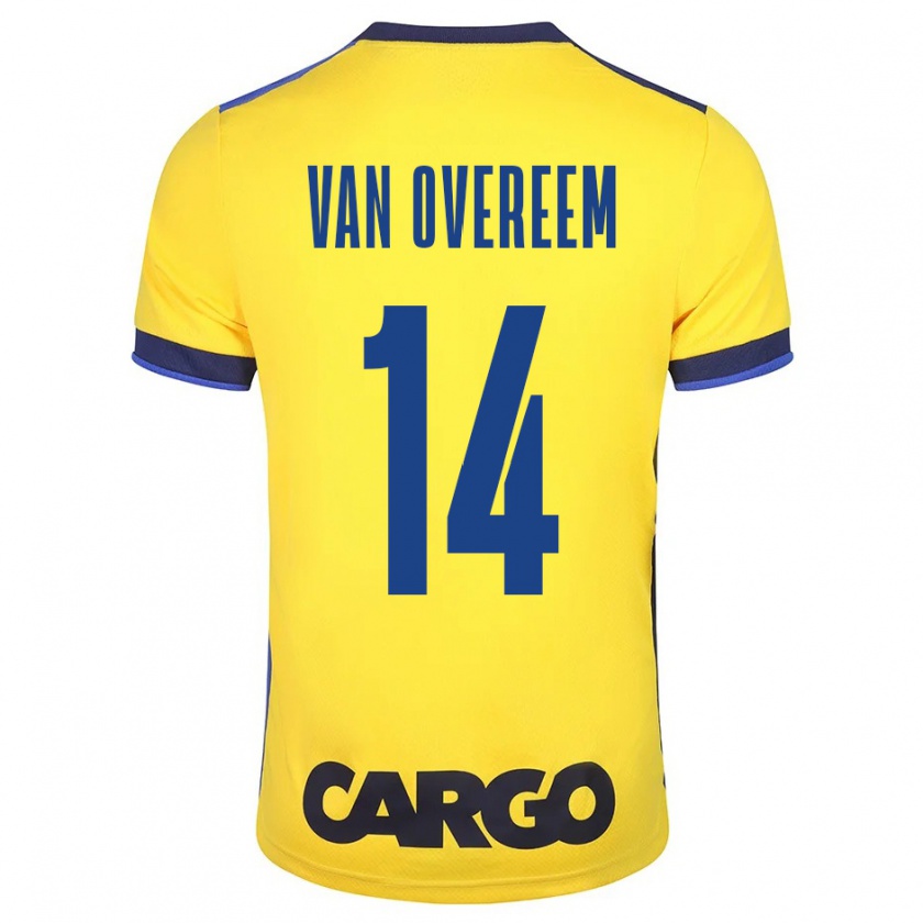 Kandiny Enfant Maillot Joris Van Overeem #14 Jaune Tenues Domicile 2023/24 T-Shirt