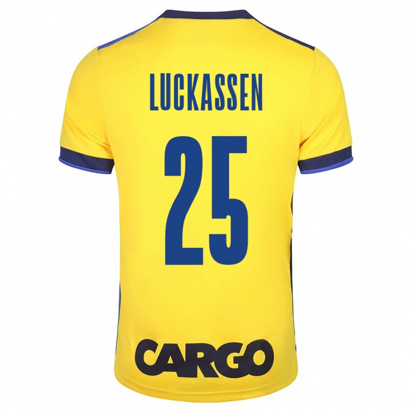 Kandiny Enfant Maillot Derrick Luckassen #25 Jaune Tenues Domicile 2023/24 T-Shirt