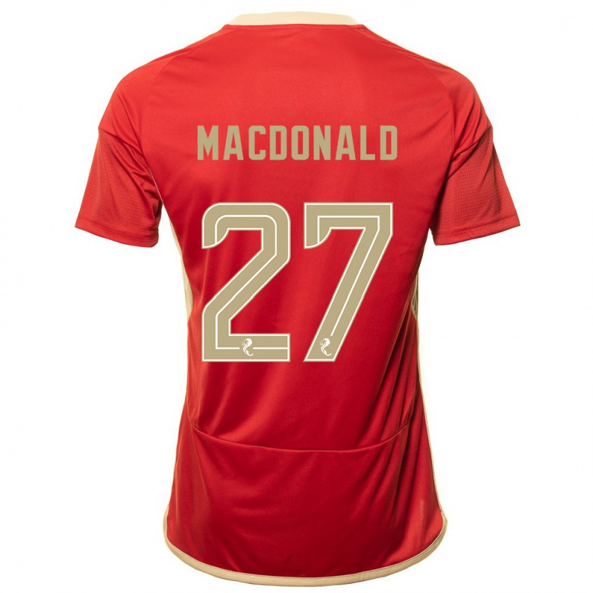 Kandiny Enfant Maillot Angus Macdonald #27 Rouge Tenues Domicile 2023/24 T-Shirt