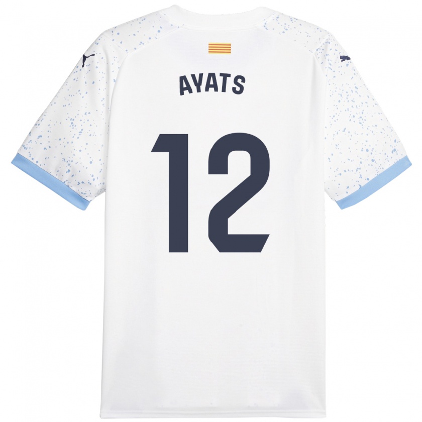 Kandiny Enfant Maillot Mònica Ayats #12 Blanc Tenues Extérieur 2023/24 T-Shirt