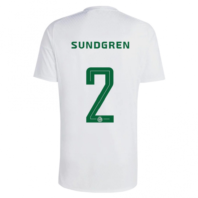 Kandiny Enfant Maillot Daniel Sundgren #2 Vert Bleu Tenues Extérieur 2023/24 T-Shirt