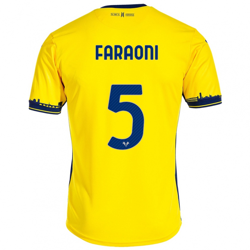 Kandiny Enfant Maillot Davide Faraoni #5 Jaune Tenues Extérieur 2023/24 T-Shirt