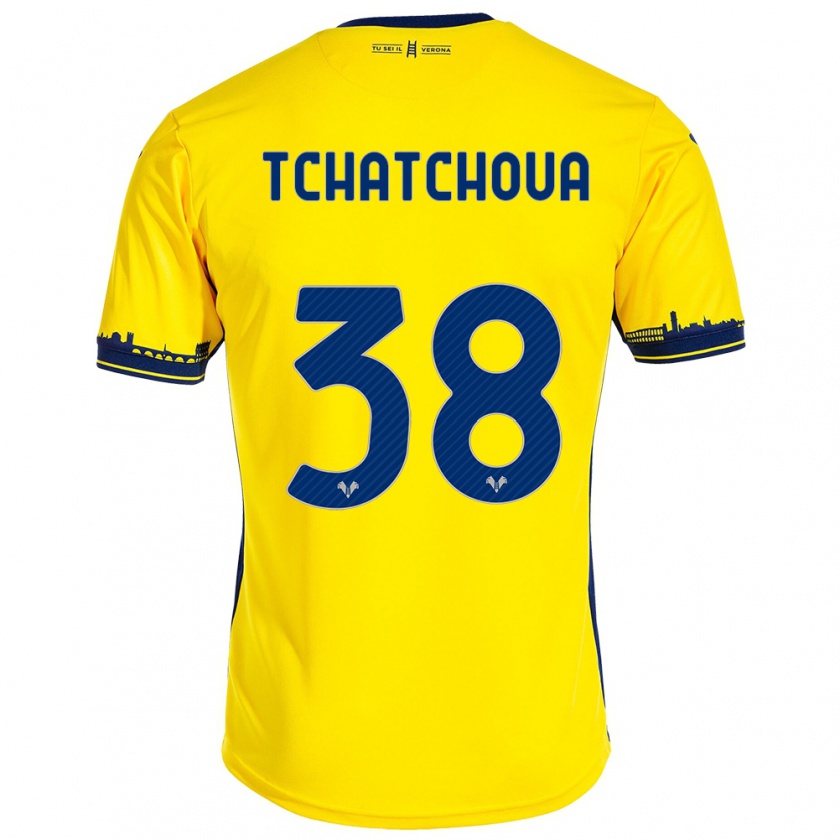 Kandiny Enfant Maillot Jackson Tchatchoua #38 Jaune Tenues Extérieur 2023/24 T-Shirt