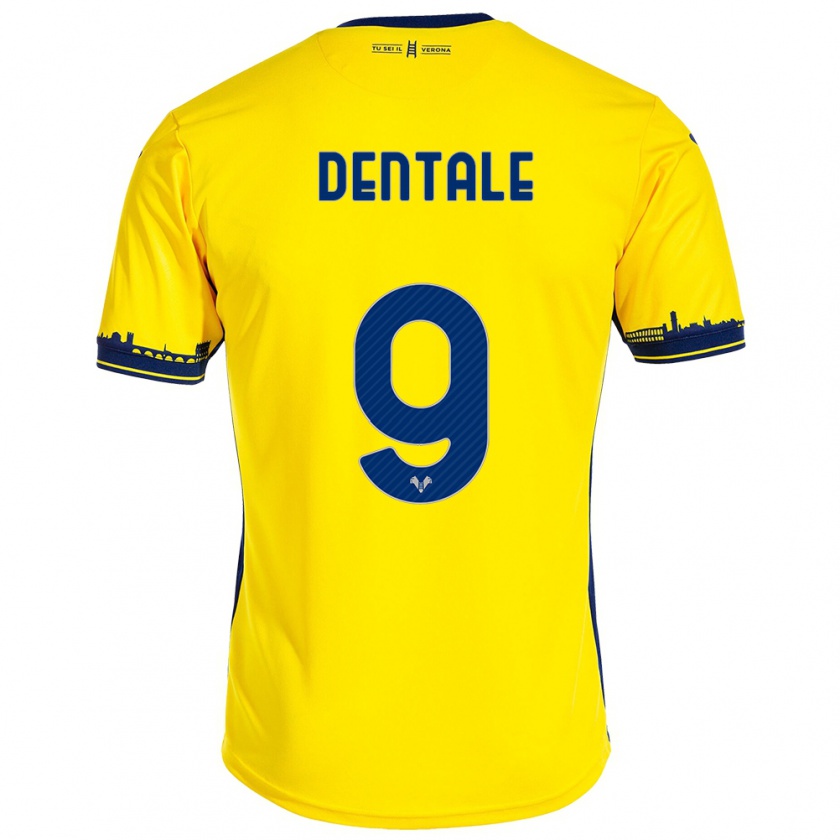 Kandiny Enfant Maillot Alessandro Dentale #9 Jaune Tenues Extérieur 2023/24 T-Shirt