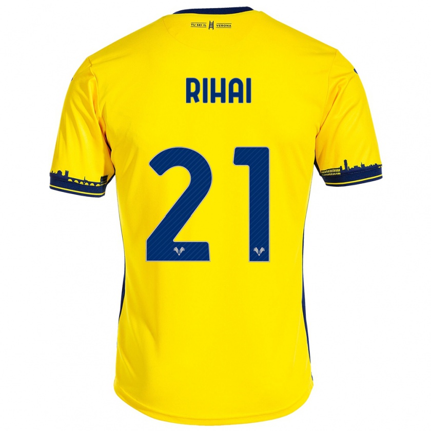 Kandiny Enfant Maillot Aiman Rihai #21 Jaune Tenues Extérieur 2023/24 T-Shirt