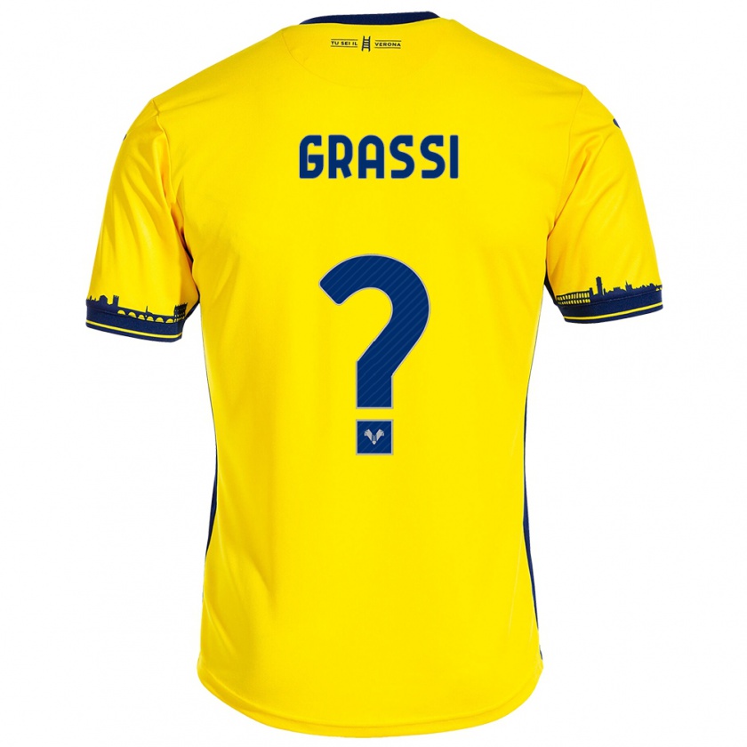 Kandiny Enfant Maillot Pierfrancesco Grassi #0 Jaune Tenues Extérieur 2023/24 T-Shirt