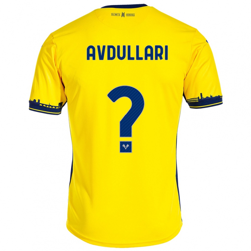 Kandiny Enfant Maillot Davide Avdullari #0 Jaune Tenues Extérieur 2023/24 T-Shirt