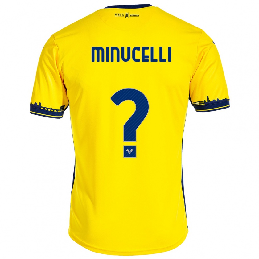 Kandiny Enfant Maillot Filippo Minucelli #0 Jaune Tenues Extérieur 2023/24 T-Shirt