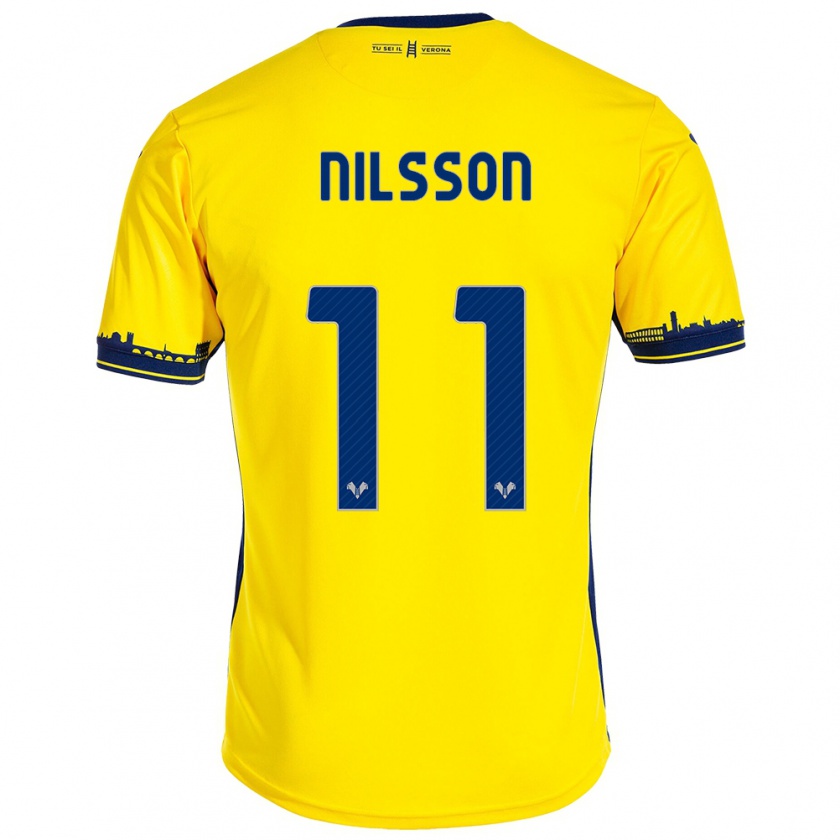 Kandiny Enfant Maillot Sara Nilsson #11 Jaune Tenues Extérieur 2023/24 T-Shirt