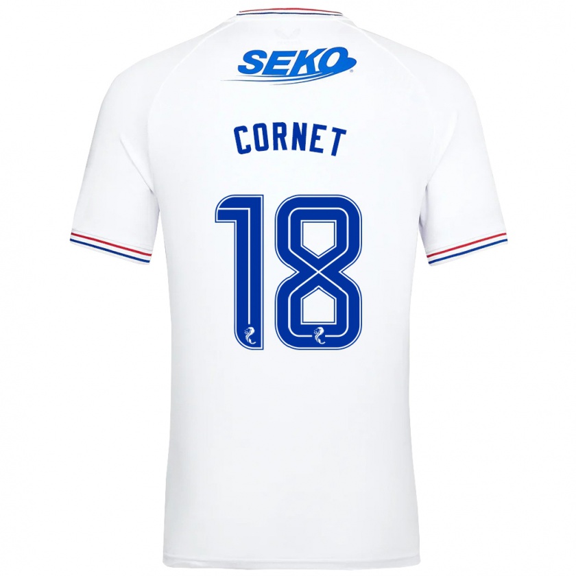 Kandiny Enfant Maillot Chelsea Cornet #18 Blanc Tenues Extérieur 2023/24 T-Shirt