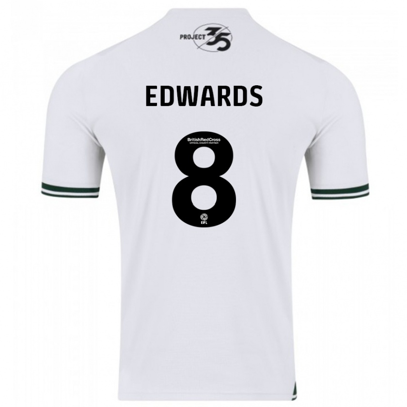 Kandiny Enfant Maillot Joe Edwards #8 Blanc Tenues Extérieur 2023/24 T-Shirt