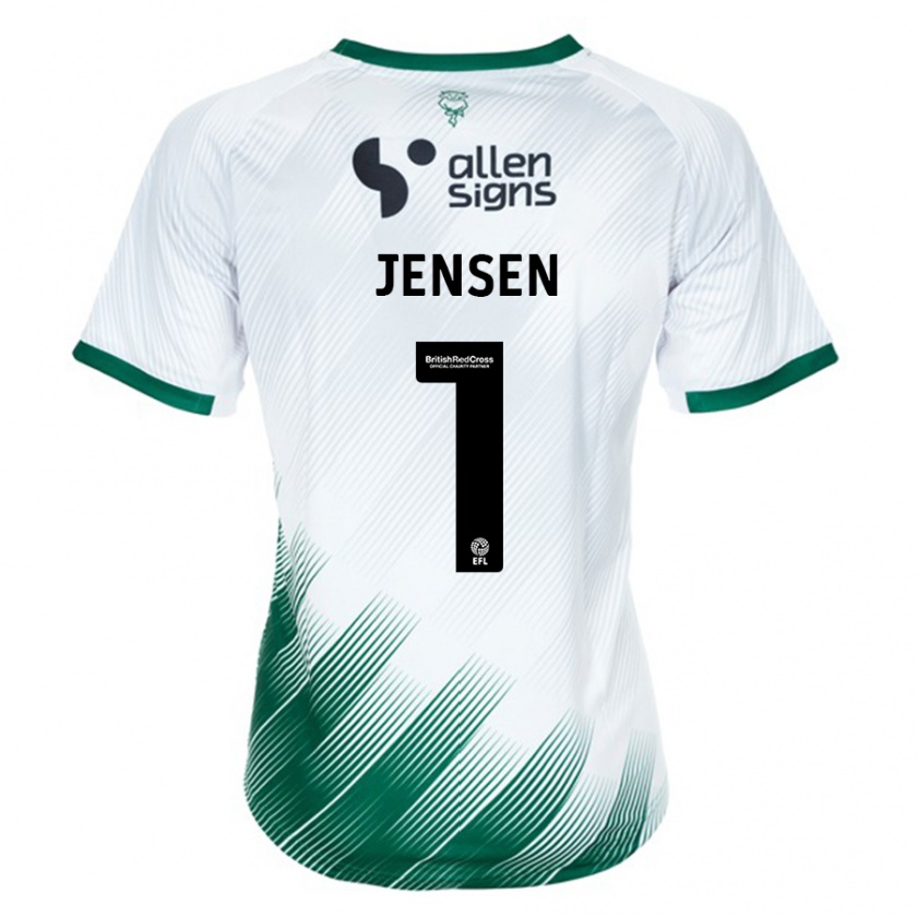 Kandiny Enfant Maillot Lukas Jensen #1 Blanc Tenues Extérieur 2023/24 T-Shirt