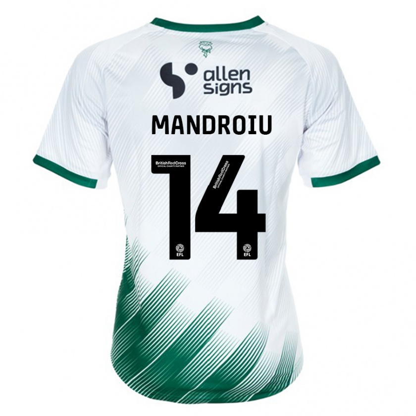 Kandiny Enfant Maillot Daniel Mandroiu #14 Blanc Tenues Extérieur 2023/24 T-Shirt