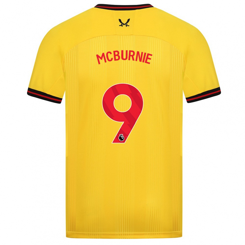 Kandiny Enfant Maillot Oli Mcburnie #9 Jaune Tenues Extérieur 2023/24 T-Shirt