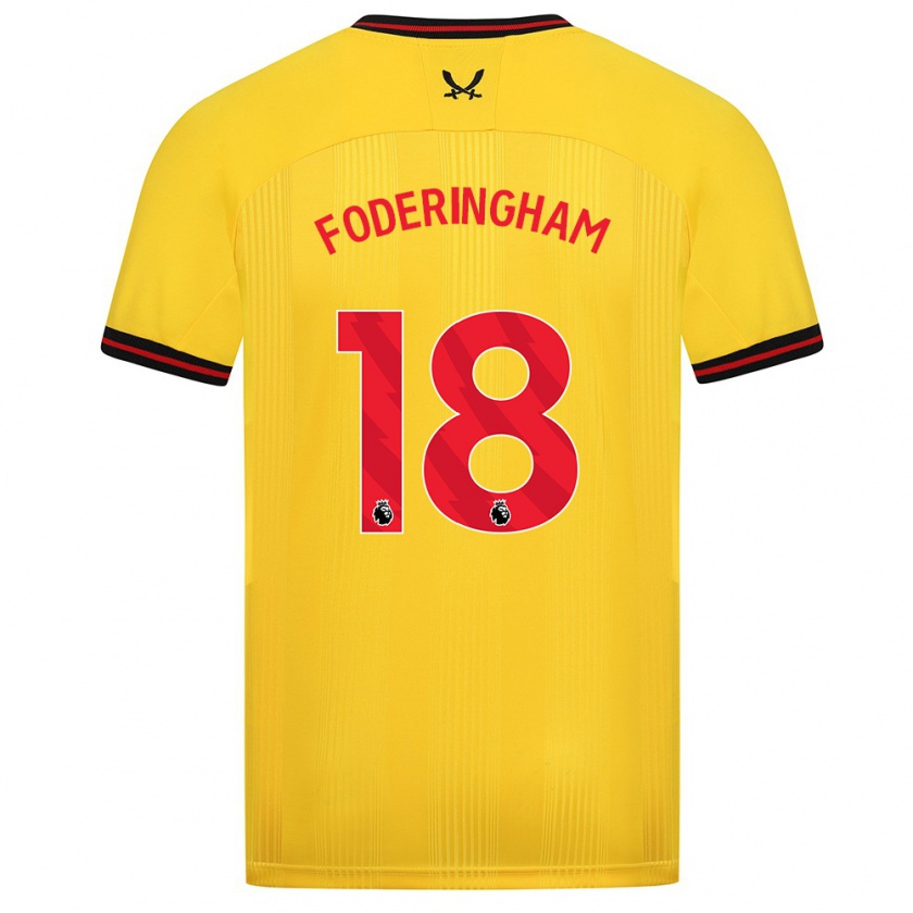 Kandiny Enfant Maillot Wes Foderingham #18 Jaune Tenues Extérieur 2023/24 T-Shirt