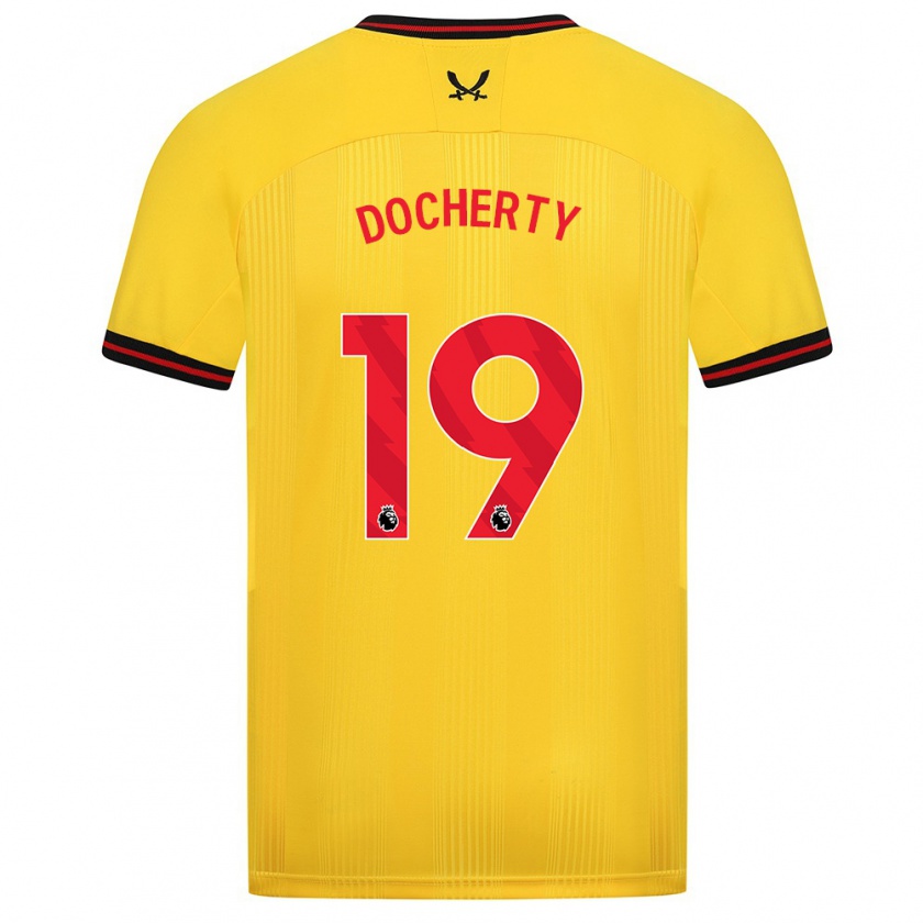 Kandiny Enfant Maillot Charley Docherty #19 Jaune Tenues Extérieur 2023/24 T-Shirt