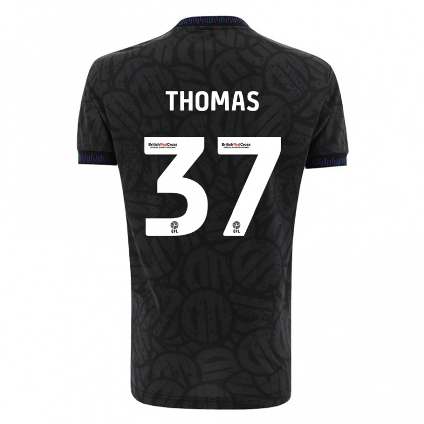 Kandiny Enfant Maillot Olly Thomas #37 Noir Tenues Extérieur 2023/24 T-Shirt