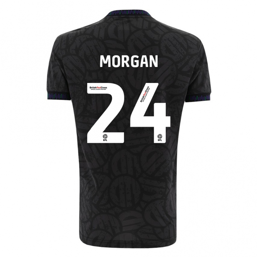 Kandiny Enfant Maillot Ffion Morgan #24 Noir Tenues Extérieur 2023/24 T-Shirt