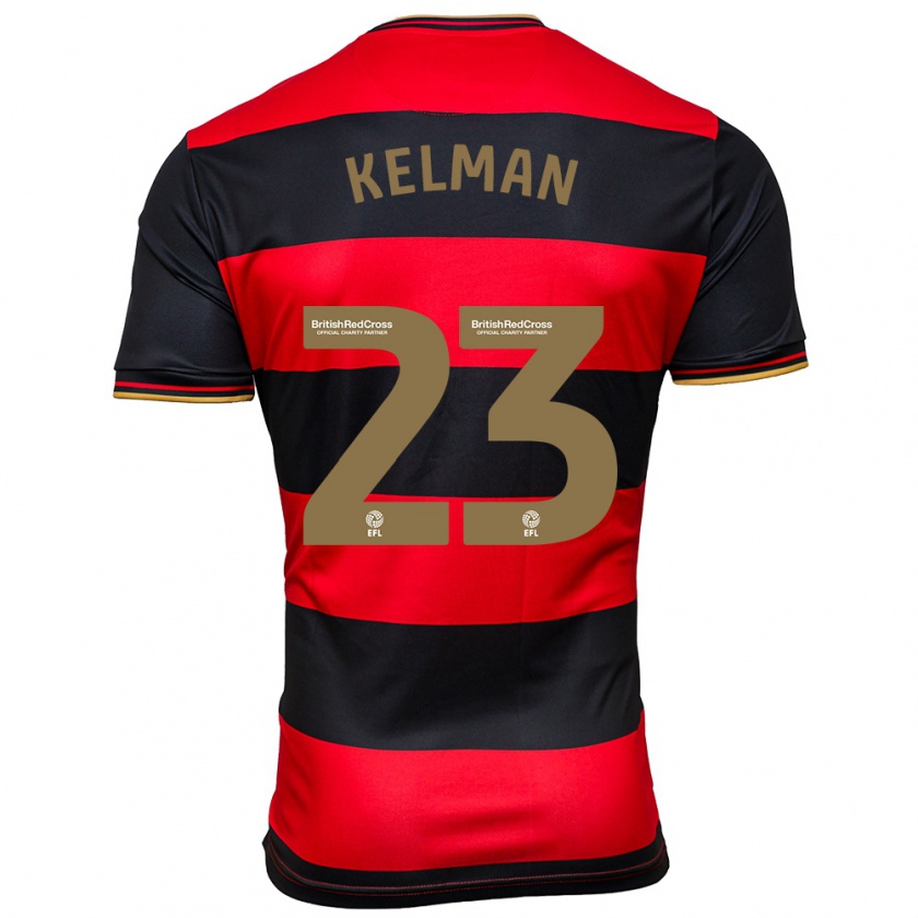 Kandiny Enfant Maillot Charlie Kelman #23 Noir Rouge Tenues Extérieur 2023/24 T-Shirt