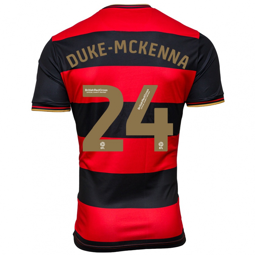 Kandiny Enfant Maillot Stephen Duke-Mckenna #24 Noir Rouge Tenues Extérieur 2023/24 T-Shirt