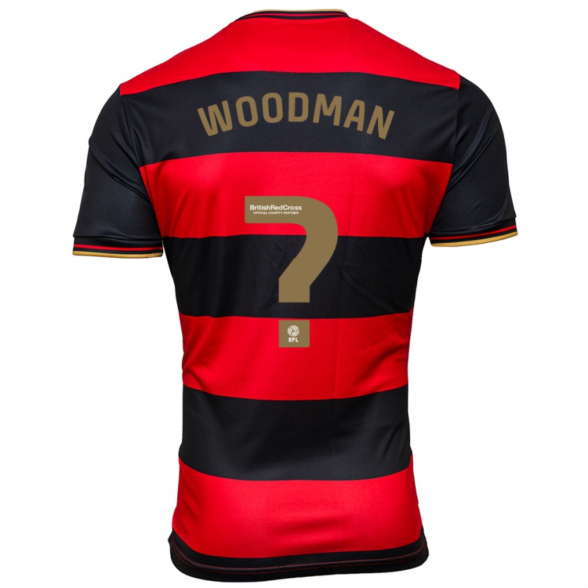 Kandiny Enfant Maillot Deon Woodman #0 Noir Rouge Tenues Extérieur 2023/24 T-Shirt