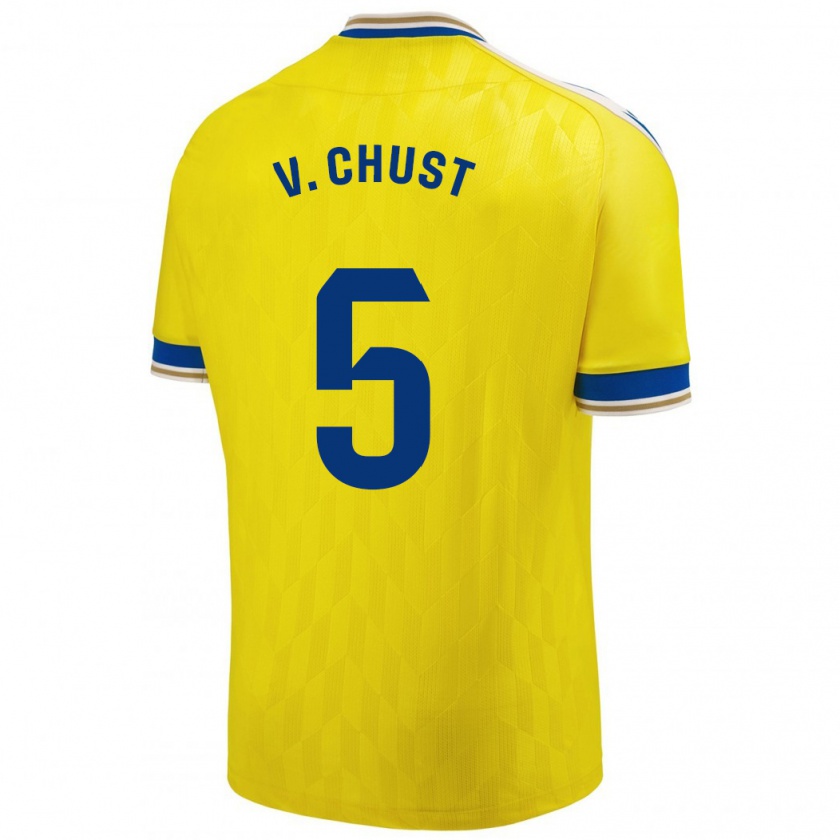 Kandiny Homme Maillot Víctor Chust #5 Jaune Tenues Domicile 2023/24 T-Shirt