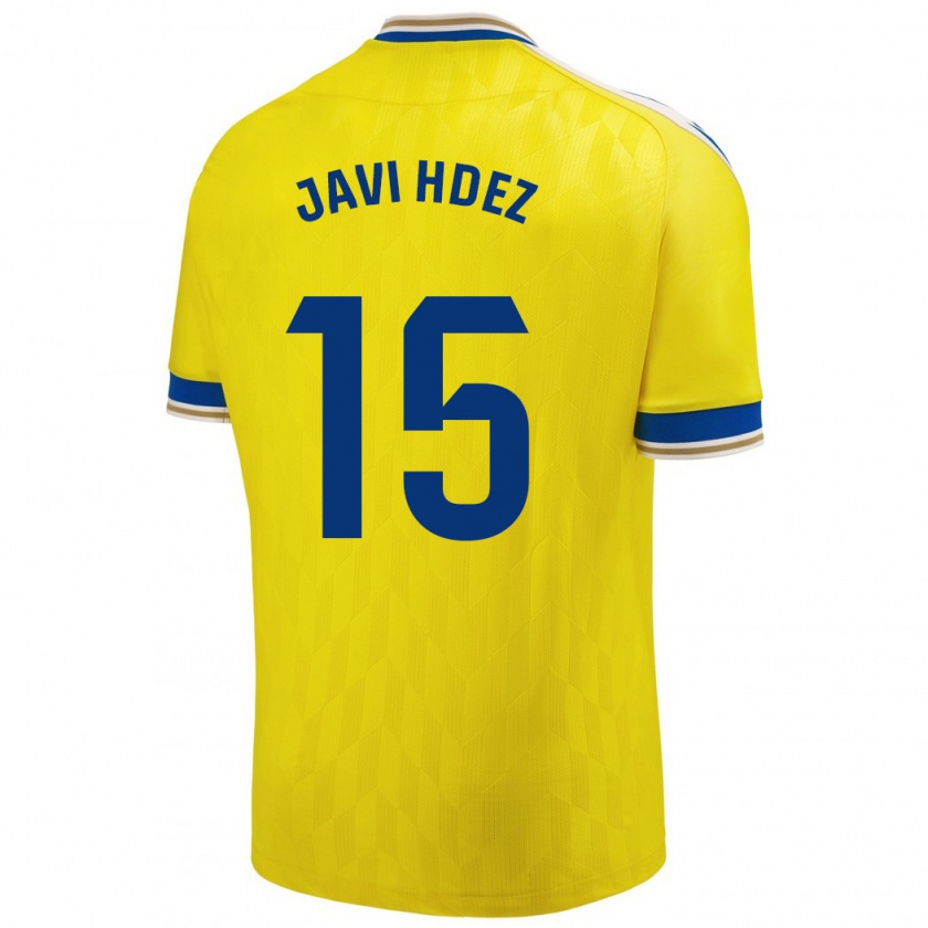 Kandiny Homme Maillot Javi Hernández #15 Jaune Tenues Domicile 2023/24 T-Shirt