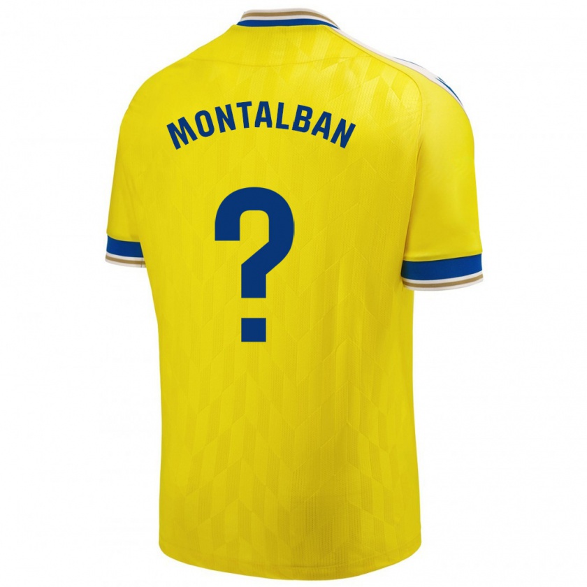 Kandiny Homme Maillot Sergio Montalbán #0 Jaune Tenues Domicile 2023/24 T-Shirt