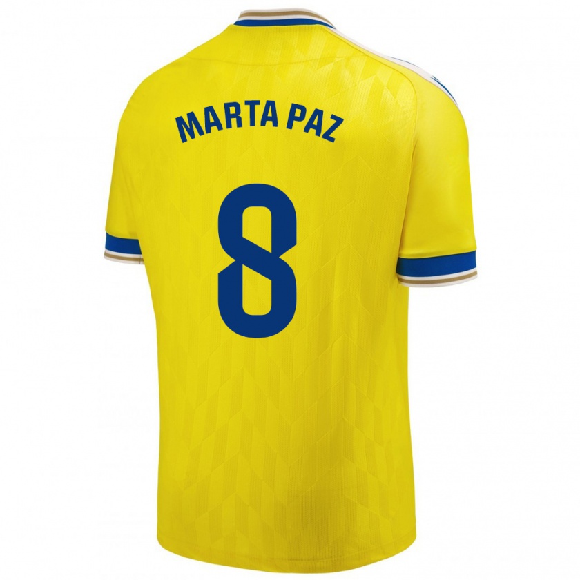 Kandiny Homme Maillot Marta Milagros Paz Cruz #8 Jaune Tenues Domicile 2023/24 T-Shirt