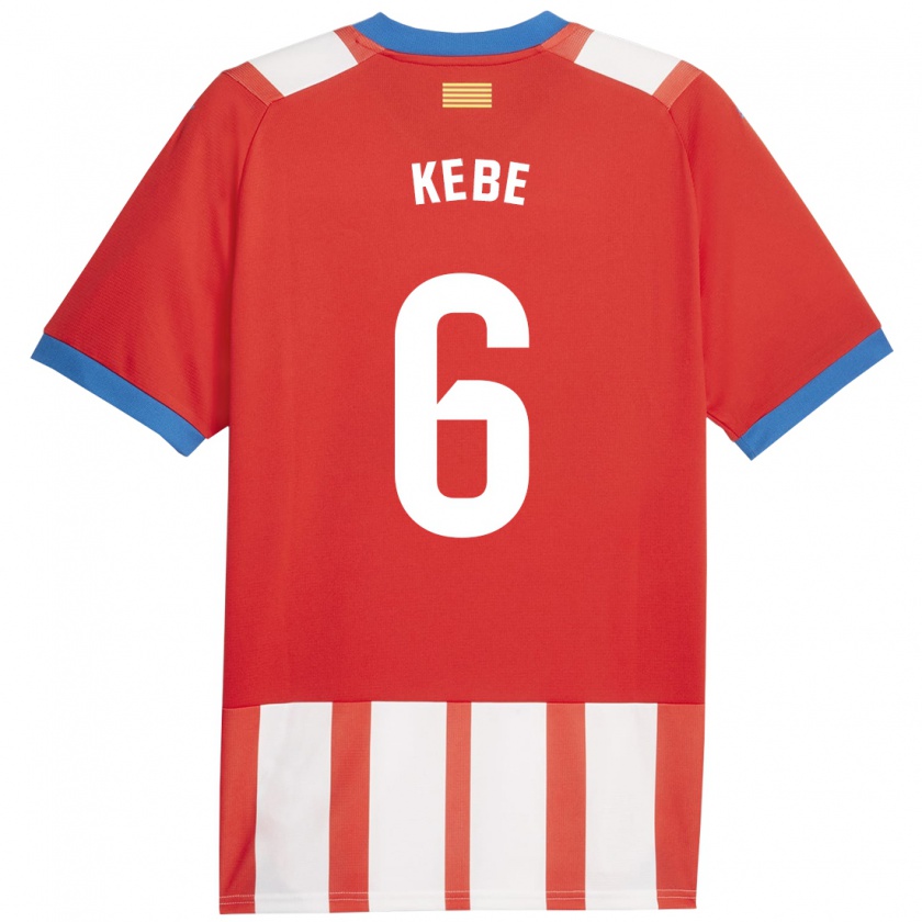 Kandiny Homme Maillot Ibrahima Kébé #6 Rouge Blanc Tenues Domicile 2023/24 T-Shirt