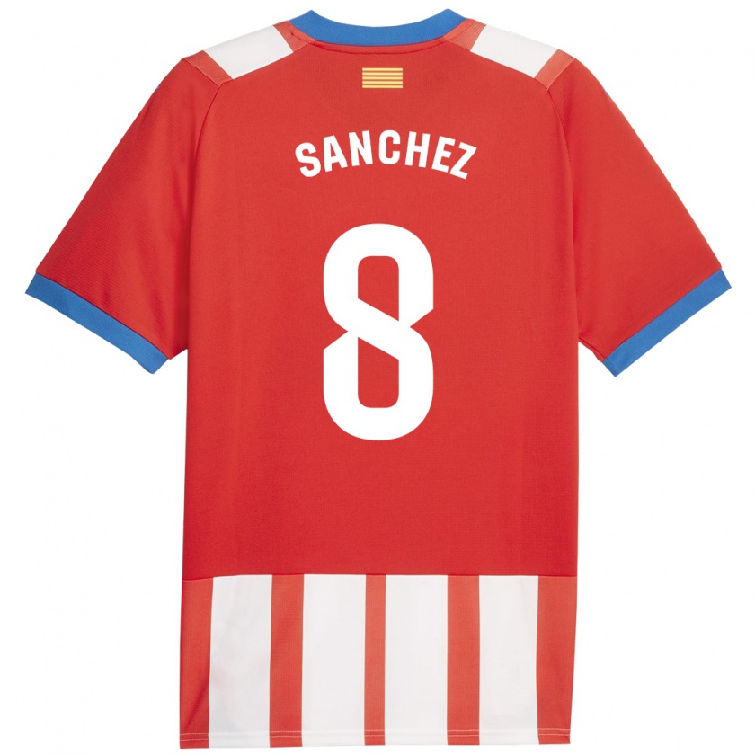 Kandiny Homme Maillot Miguel Ángel Sánchez #8 Rouge Blanc Tenues Domicile 2023/24 T-Shirt