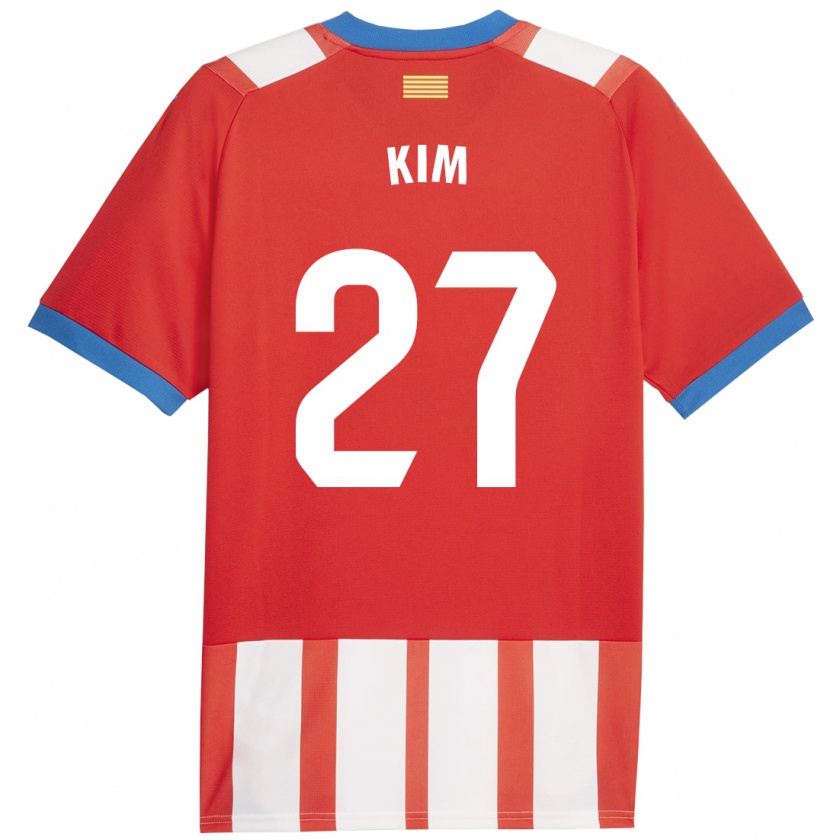 Kandiny Homme Maillot Min-Su Kim #27 Rouge Blanc Tenues Domicile 2023/24 T-Shirt