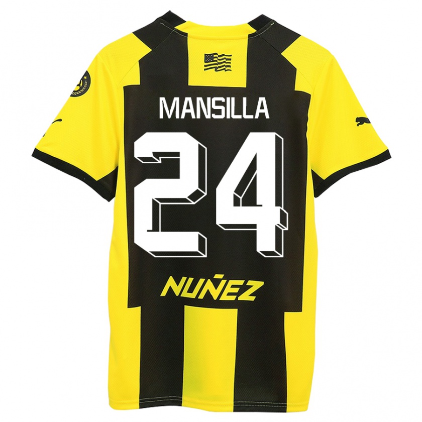 Kandiny Homme Maillot Brian Mansilla #24 Jaune Noir Tenues Domicile 2023/24 T-Shirt