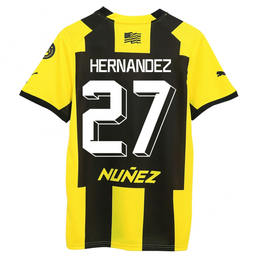 Kandiny Homme Maillot Lucas Hernández #27 Jaune Noir Tenues Domicile 2023/24 T-Shirt