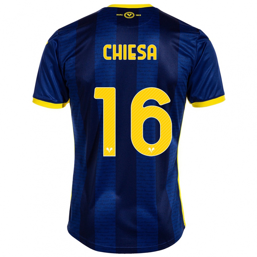 Kandiny Homme Maillot Mattia Chiesa #16 Marin Tenues Domicile 2023/24 T-Shirt