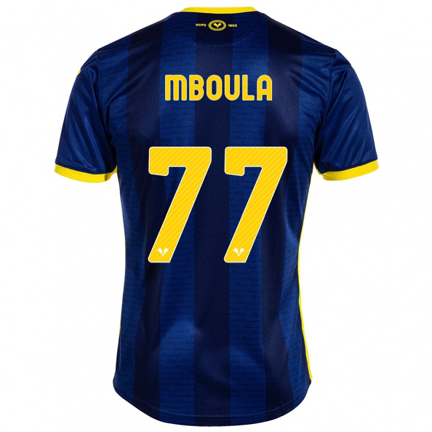 Kandiny Homme Maillot Jordi Mboula #77 Marin Tenues Domicile 2023/24 T-Shirt