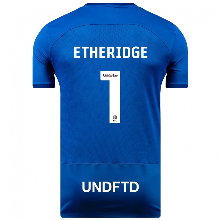 Kandiny Homme Maillot Neil Etheridge #1 Bleu Tenues Domicile 2023/24 T-Shirt