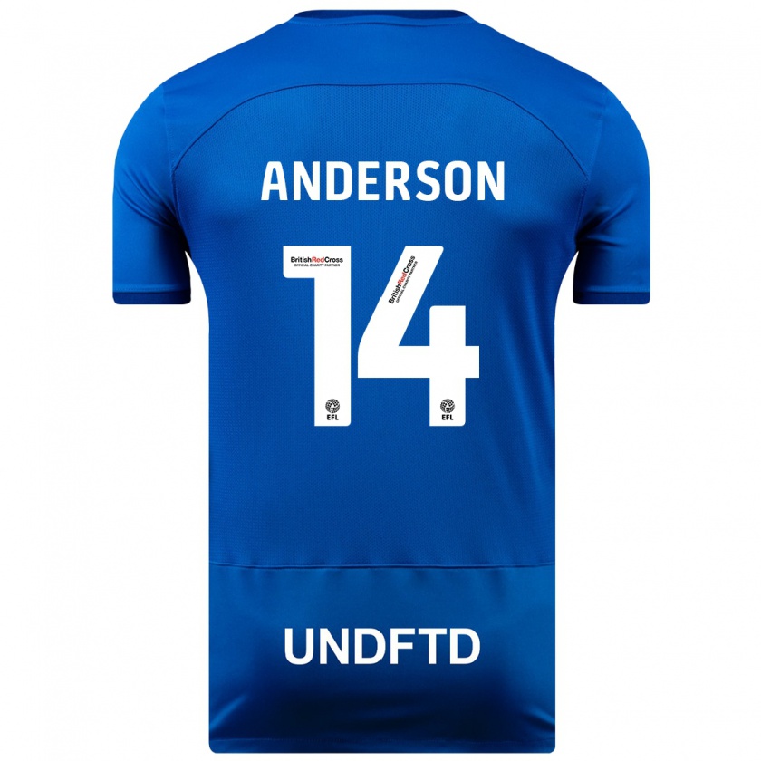 Kandiny Homme Maillot Keshi Anderson #14 Bleu Tenues Domicile 2023/24 T-Shirt