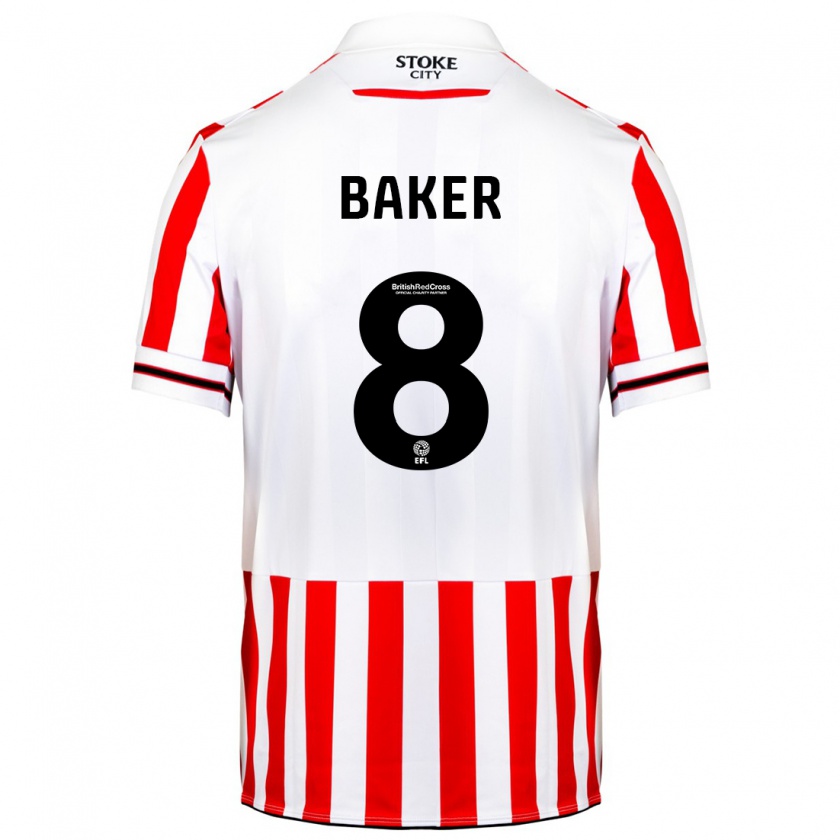 Kandiny Homme Maillot Lewis Baker #8 Rouge Blanc Tenues Domicile 2023/24 T-Shirt