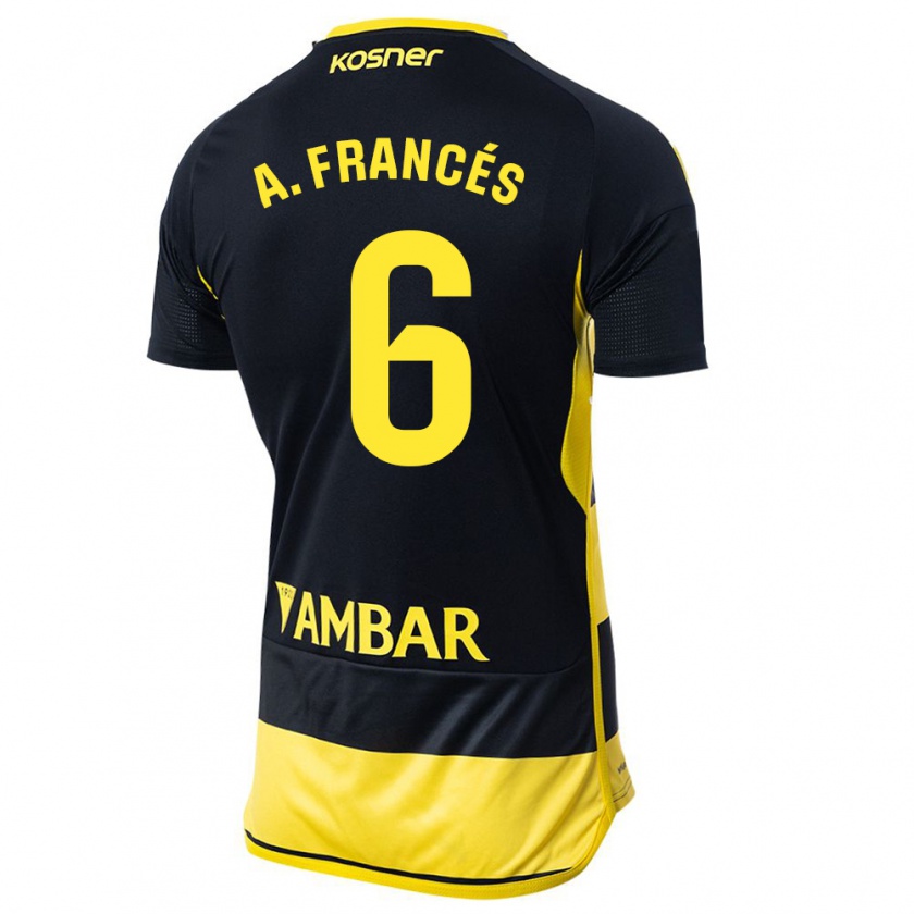 Kandiny Homme Maillot Alejandro Francés #6 Noir Jaune Tenues Extérieur 2023/24 T-Shirt