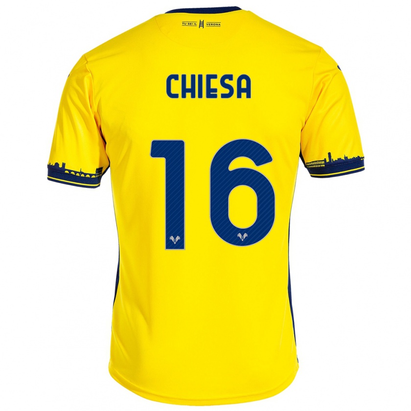 Kandiny Homme Maillot Mattia Chiesa #16 Jaune Tenues Extérieur 2023/24 T-Shirt