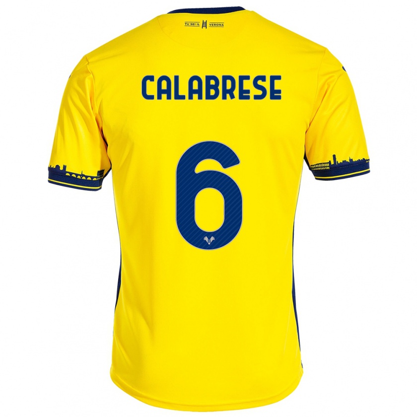 Kandiny Homme Maillot Nicolò Calabrese #6 Jaune Tenues Extérieur 2023/24 T-Shirt