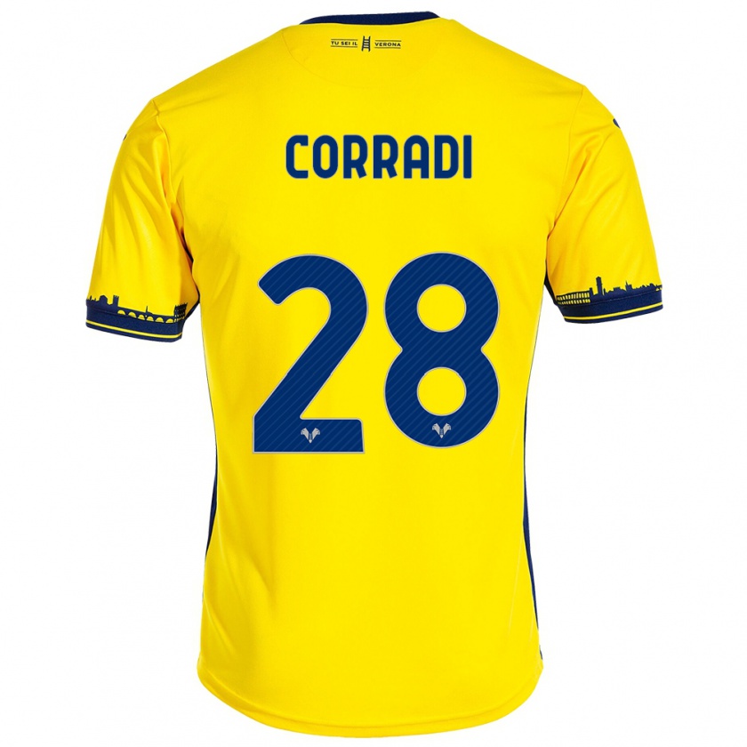 Kandiny Homme Maillot Christian Corradi #28 Jaune Tenues Extérieur 2023/24 T-Shirt