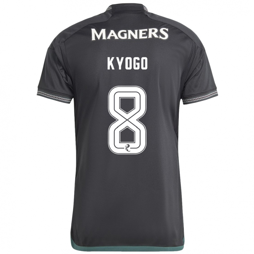 Kandiny Homme Maillot Kyogo Furuhashi #8 Noir Tenues Extérieur 2023/24 T-Shirt