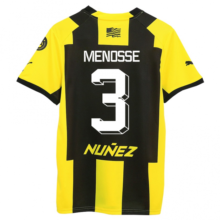 Kandiny Femme Maillot Hernán Menosse #3 Jaune Noir Tenues Domicile 2023/24 T-Shirt